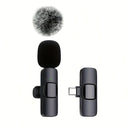 Microfono Lavalier sin varillas con 10 Receptores de Audio, USB-C y Funcionalidad Inalámbrica, Doble Micrófonos, Incluye Pantalla Antiviento, Cancelación de Ruido, Ideal para Streaming, Podcasting y Grabación de Video