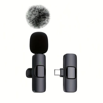 Microfono Lavalier sin varillas con 10 Receptores de Audio, USB-C y Funcionalidad Inalámbrica, Doble Micrófonos, Incluye Pantalla Antiviento, Cancelación de Ruido, Ideal para Streaming, Podcasting y Grabación de Video