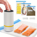 Mini Selladora Eléctrica con 15 Bolsas de Almacenamiento para Alimentos, Máquina Manual Mini de Vacío, 3 Tamaños de Bolsas Sellables (5P 21.59 x 20.32 cm, 5P 27.94 x 25.4 cm, 5P 33.02 x 27.94 cm), Incluye 15 Bolsas Zipper y 1 Bomba Eléctrica para Conserv