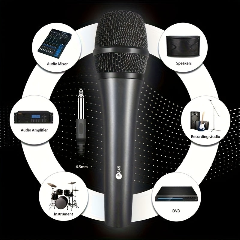 Nuevo micrófono inalámbrico E845, Micrófono profesional con conector de 6,35 mm, ideal para karaoke, transmisión en vivo, estudio de grabación de voz, sonido de alta fidelidad, diseño de metal elegante, compatibilidad plug & play