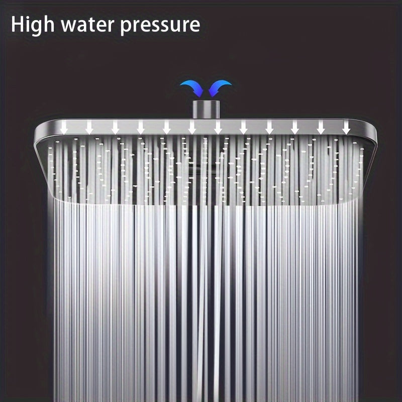 Ducha Cuadrada de Alta Presión Deluxe Rain, Acabado Elegante Plateado/Negro, Montaje en Pared Fácil para una Experiencia de Baño Premium, Decoración de Regalo para Navidad/Halloween