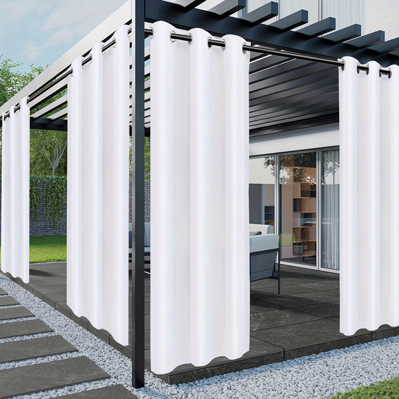 Cortina para patio exterior con 4 paneles, diseño con grommet, protección UV, antióxido, protección solar y privacidad