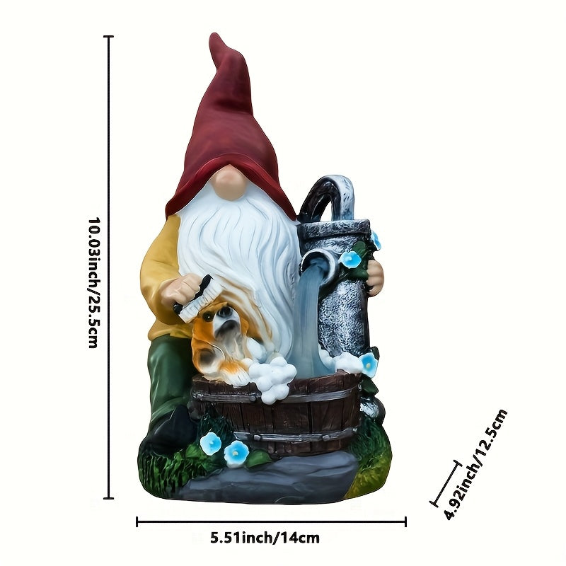 Estatua de jardín, luz solar, decoración de patio, luz ambiental, resina, sombrero rojo, sombrero azul, elfo, perro, lámpara de cascada, decoración de sendero de jardín, decoración de Halloween, regalo de Acción de Gracias y Navidad, IP44