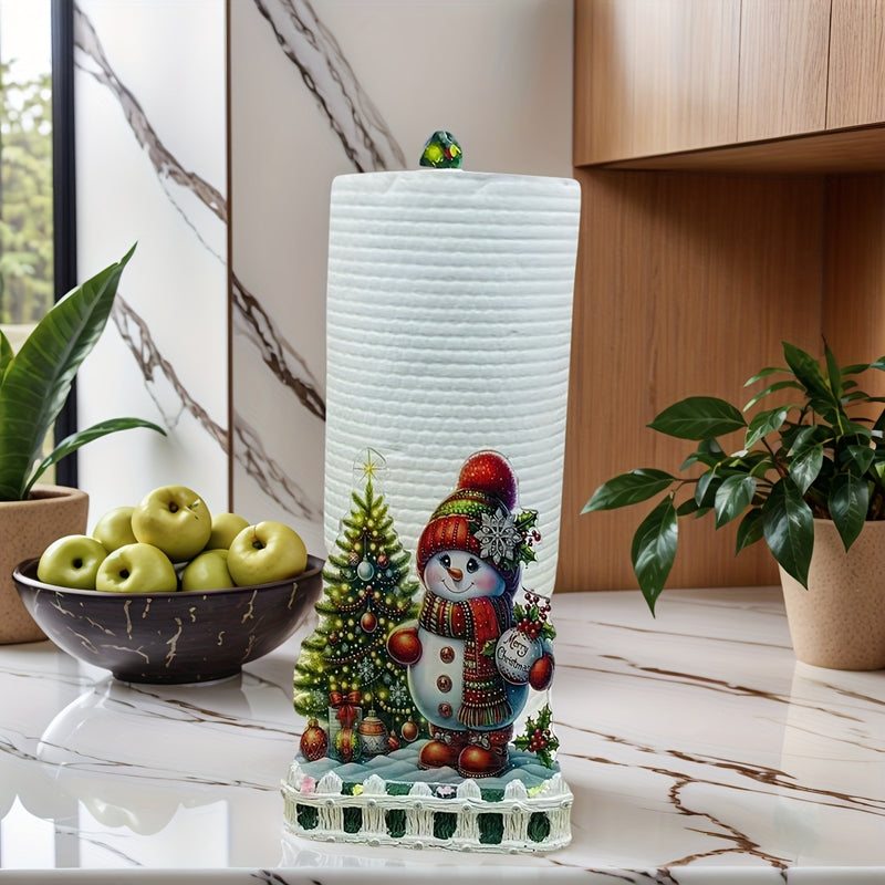 1 unidad de Soporte de toalla de papel de Chef Muñeco de Nieve Festivo - Resina, Montaje de superficie, Ideal para decoración de cocina y baño, con diseño temático de Navidad, Decoraciones de Navidad
