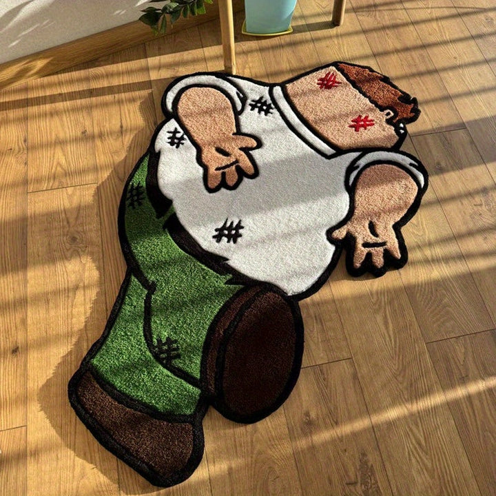 1 pieza de alfombra de peluche de personaje de dibujos animados - No resbala, fibra de poliéster suave, alfombra de forma irregular con diseño juguetón - Ideal para dormitorio, sala de estar, estudio o decoración de vestíbulo