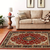 1 Pieza, Alfombra De Suelo Antideslizante De Franela Suave Con Patrón Vintage Rojo Para Cocina Y Baño