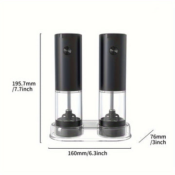 1/2pcs Conjunto de molinillos eléctricos de especias, Molinillo de sal y pimienta portátil con batería no recargable, Cámara de especias transparente, Esencial de cocina, Ideal regalo para cocineros en casa
