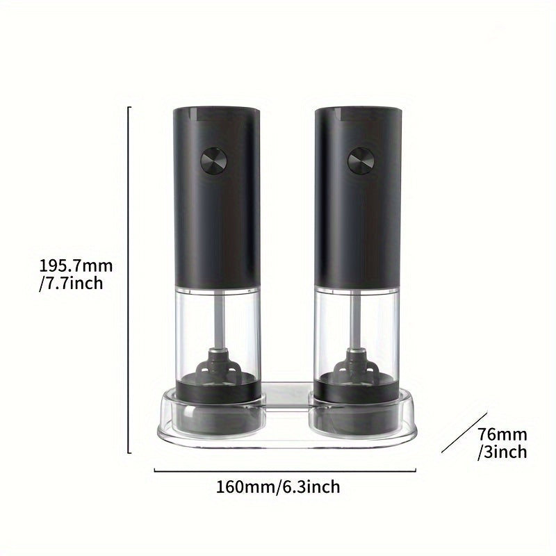 1/2pcs Conjunto de molinillos eléctricos de especias, Molinillo de sal y pimienta portátil con batería no recargable, Cámara de especias transparente, Esencial de cocina, Ideal regalo para cocineros en casa