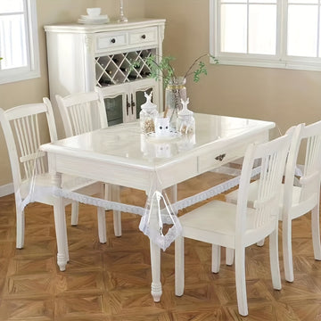 Manteles de mesa de PEVA desechables y transparentes, delgados, sin arrugas, fáciles de limpiar y perfectos para mesas de comedor, fiestas, acampadas, cenas al aire libre y decoración de cocina en casa.