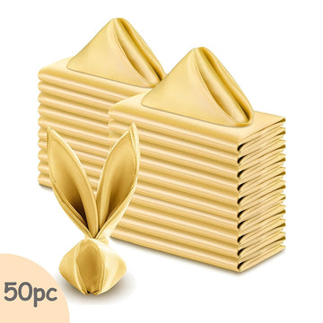 50 pañuelos de tela de poliéster cuadrados de colores sólidos, 100% lavables con bordes dobladillados, para Navidad, fiestas, bodas y cenas