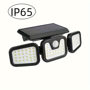 1 pza., LED Solar Tres Cabezas Divididas Luz de Pared para Exteriores, Lámpara de Pared de Iluminación de Inducción para Patio al Aire Libre, Luz de Emergencia