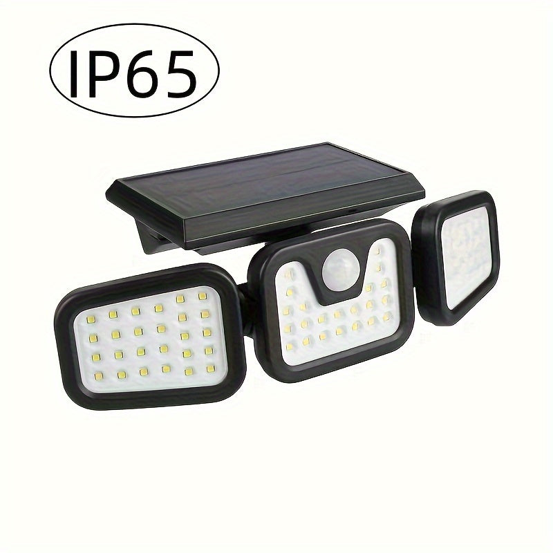 1 pza., LED Solar Tres Cabezas Divididas Luz de Pared para Exteriores, Lámpara de Pared de Iluminación de Inducción para Patio al Aire Libre, Luz de Emergencia