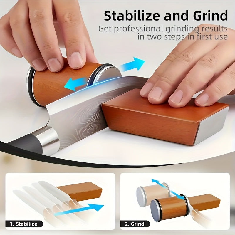 Kit de afilador mejorado, afilador de diamante adecuado para cualquier dureza del acero, kit de afiliación de cuchillos de cocina con ángulos magnéticos de 15 y 20 grados, ¡un regalo perfecto para la familia!