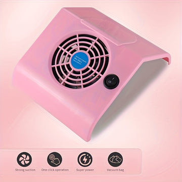 Secador de uñas USB con extracción automática y función de clic único - Limpieza de arte de uñas de plástico rosa para uso en salones y hogares, no necesita batería, accesorios de tecnología de uñas, diseño elegante, botones de control fáciles de usar
