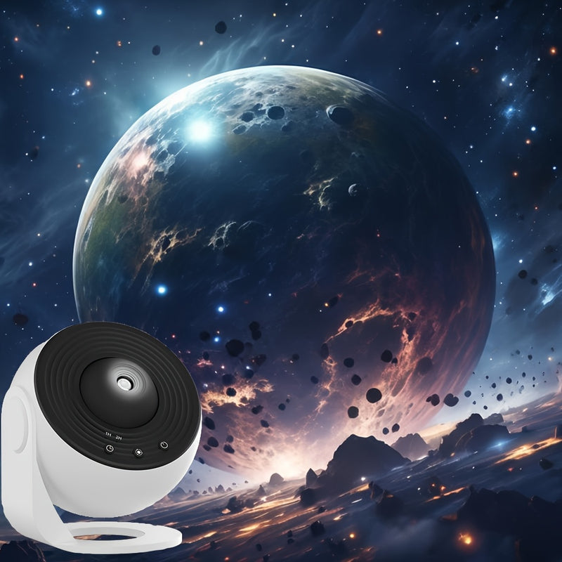 Proyector Planetario de 13 Piezas con Puerto USB, Rotación 360° y Temporizador de 1/2 Horas - Luz Nocturna Moderna con Efecto Aurora y Controles Simples de 3 Botones para Constelaciones y Planetas, Regalo Perfecto para Adolescentes y Adultos