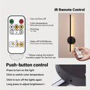 Lámpara de pared recargable tipo C de 50 cm, negra, con control remoto, regulable, función de apagado automático, montaje magnético, ideal para dormitorios, estudios, salas de estar y escaleras, fácil instalación