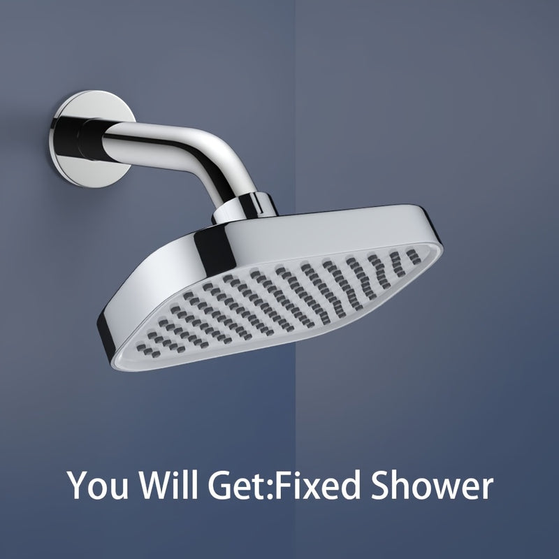 Comodidad Diaria] Cabezal de ducha de lluvia a alta presión - Acabado en cromo elegante, montado en la pared, cobertura de rociado rectangular para una experiencia de baño lujosa, accesorios para ducha