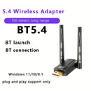 Adaptador inalámbrico 5.4, receptor y transmisor USB, compatible con Windows 8.1/10/11, sin controlador, enchufa y juega. Compatible con versiones 5.3/5.1/5.0/4.0/3.0BT. Ideal para altavoces, auriculares, teclados, ratones, teléfonos móviles, tabletas y