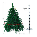 Árbol Navidad Singapur Tupido 2.10m 1.060 Ramas + Estrella + Luces + Bolas De Regalo SIN210