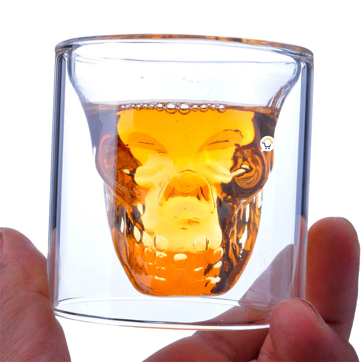 Copa Calavera Vidrio 3D 25Ml Copa Decoración Calaca Cerveza Whisky VC3D25M