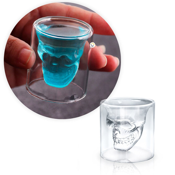 Copa Calavera Vidrio 3D 25Ml Copa Decoración Calaca Cerveza Whisky VC3D25M