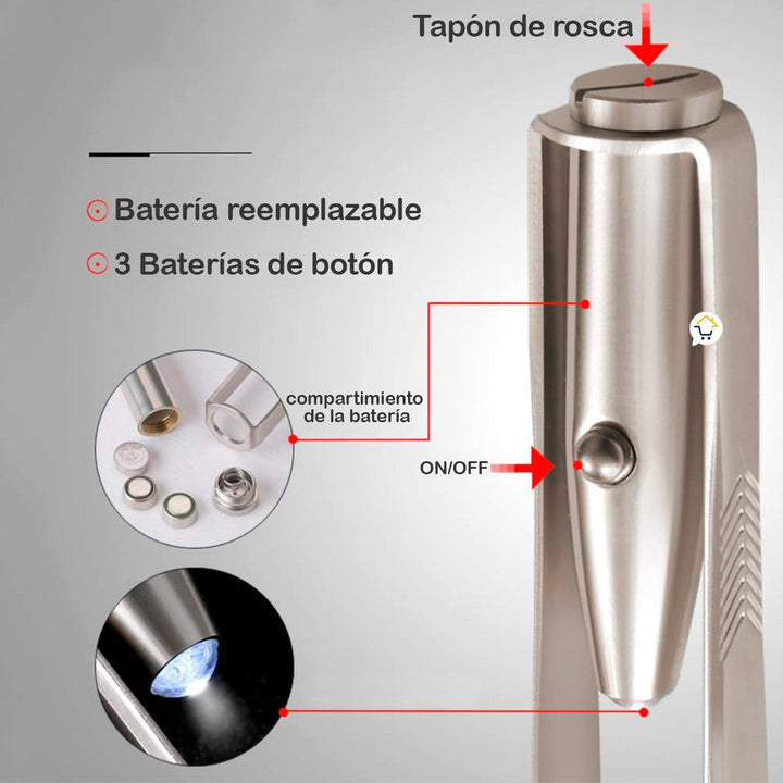 Pinza Luz LED Depilación cejas Portátil Acero Inoxidable PLLED