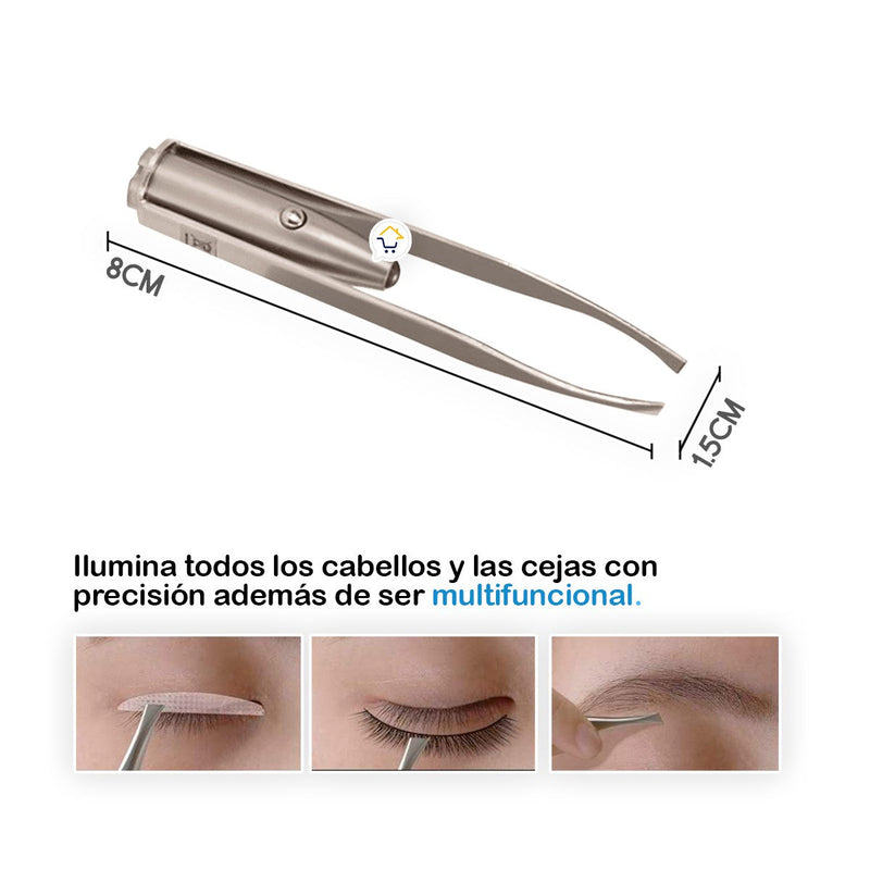 Pinza Luz LED Depilación cejas Portátil Acero Inoxidable PLLED
