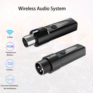 Transmisor inalámbrico de micrófono XLR, sistema inalámbrico de micrófono de 2,4 GHz, adaptador de micrófono inalámbrico recargable para mezcladores, micrófono dinámico
