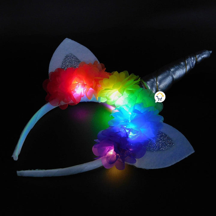 Diadema Tiara Unicornio Luz LED Floral Niñas OF364