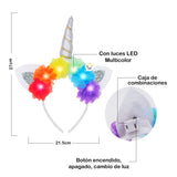 Diadema Tiara Unicornio Luz LED Floral Niñas OF364