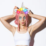 Diadema Tiara Unicornio Luz LED Floral Niñas OF364