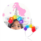 Diadema Tiara Unicornio Luz LED Floral Niñas OF364