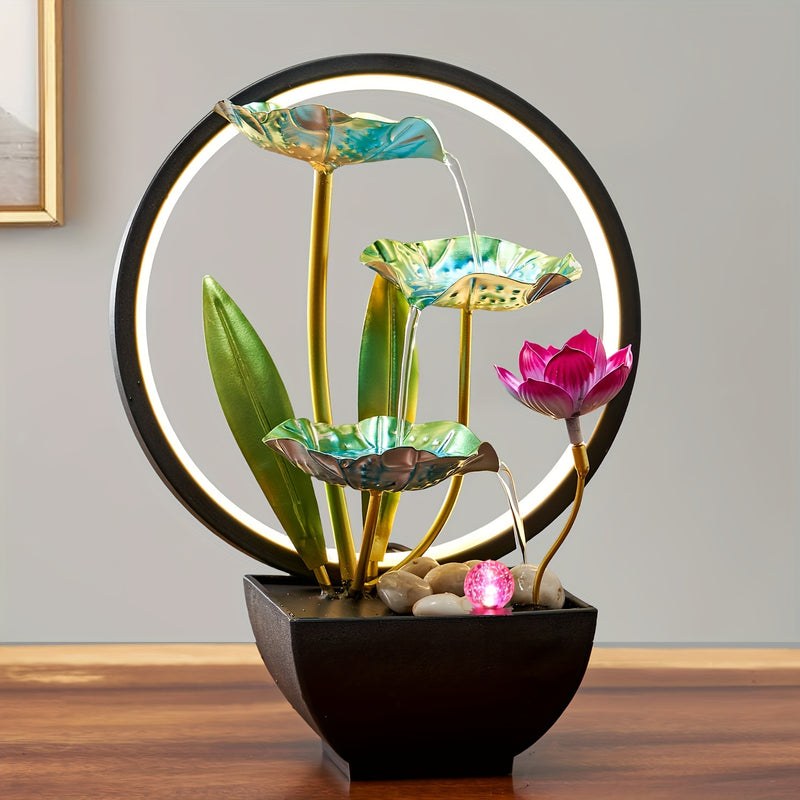 Fuente de escritorio decorativa con alimentación USB metálica, fuente de agua de inspiración zen con sonido relajante, fuente de interior para decoración del hogar.