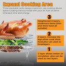 11 piezas de rejilla de freidora de aire de acero inoxidable 304 de capas múltiples, rejilla de deshidratador de acero inoxidable apilable, accesorios de freidora de aire, adecuados para asar y cocinar, juego de 3 piezas