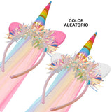 Diadema Tiara Unicornio Luz LED Velo Niñas OF365