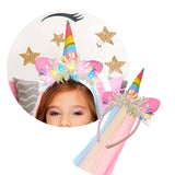 Diadema Tiara Unicornio Luz LED Velo Niñas OF365