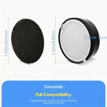 3pcs Filtros de Repuesto para Purificador de Aire LEVOIT LV-H132 - H13 True HEPA y Carbón Activado, Compatibles con el Modelo LV-H132-RF