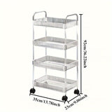 Carro de Almacenamiento Acrílico Multifuncional con Ruedas Giratorias de 360° - Apto para Todas las Estaciones, Capacidad para 10 Artículos, Organizador Transparente para Oficina, Dormitorio, Baño y Cocina | Multiusos, Estante de Pie, con Tubos Metálicos