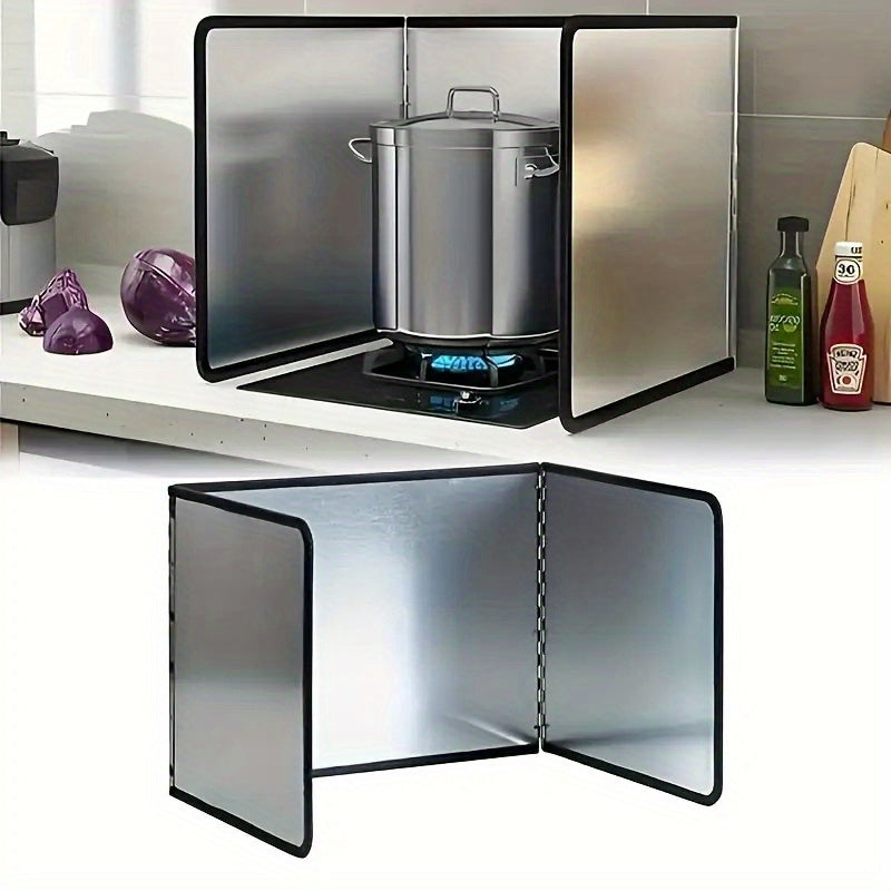 Guarda de cocina de acero inoxidable para todas las estaciones, diseño plegable en tres partes que ahorra espacio y crea un ambiente ordenado, ideal para uso doméstico, cocinas de RV y campamentos