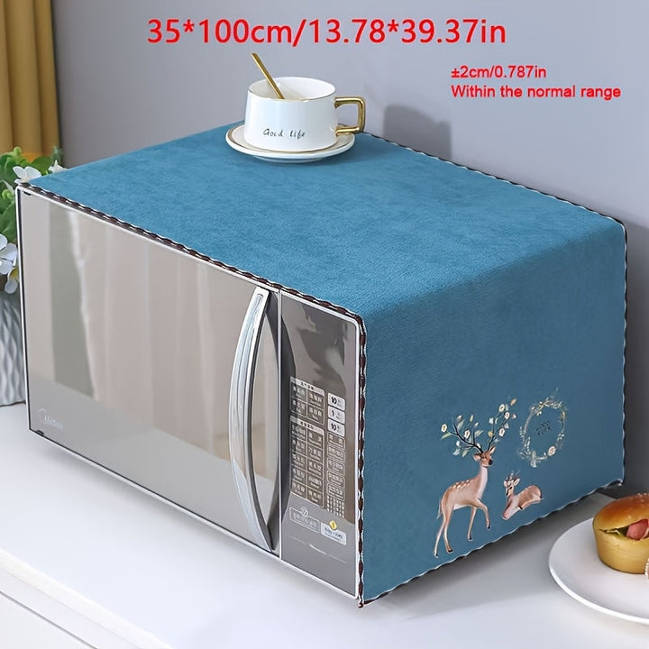 Cubierta de microondas con estampado de animales lindos - Resistente al deslizamiento, cubierta de cocina a prueba de polvo para horno microondas, 35x100 pulgadas, esenciales de la cocina | Diseño juguetón | Cubierta fácil de limpiar, cubierta de microon