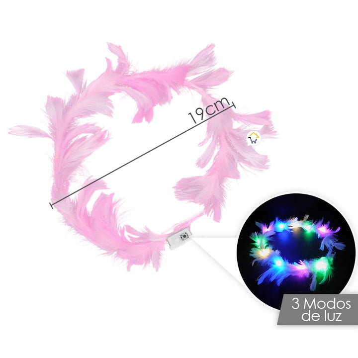 Corona Plumas Aureola Ángel Halo Luz Led Disfraz TRS183