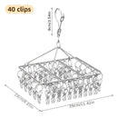 Estante de secado de calcetines de acero inoxidable con 20/30/40 clips, gancho giratorio a prueba de viento para calcetines, sujetadores, ropa interior y accesorios de lavandería, tendederos