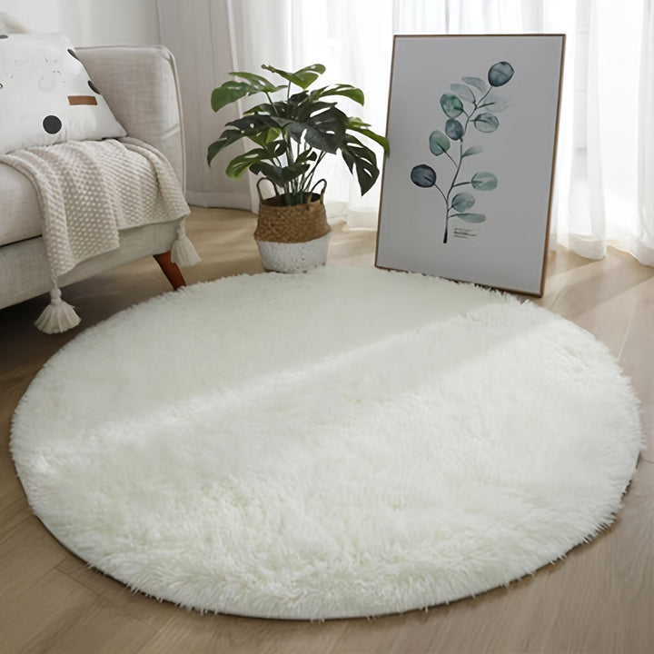Alfombra de peluche súper suave, forma redonda, linda y atractiva, antideslizante, fácil de limpiar, lavable a máquina, ideal para sala, habitación, pasillo, sala de juegos, dormitorio, decoración de habitación, ¡imprescindible para cada hogar!