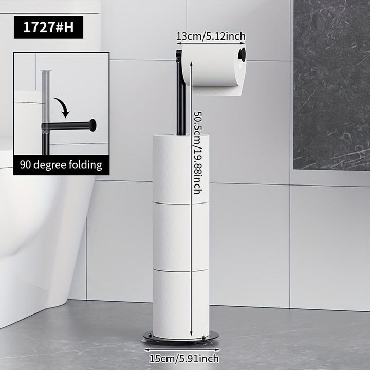 Soporte para papel higiénico de 4 rollos, organizador de baño plegable y autoadhesivo, construcción duradera de hierro para ahorrar espacio (blanco), almacenamiento de papel higiénico, acabado metálico elegante, soporte resistente