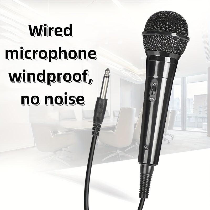 Micrófono Dinámico con Cable Premium para Karaoke, Discursos y Bodas - Portátil con Soporte, Conector XLR, Negro