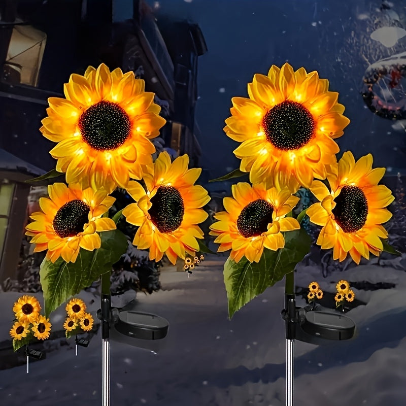 Luzes solares de girasol de 3 cabezas flashlingStar, de plástico, alimentadas por energía solar LED, con control remoto, control de interruptor, batería de níquel de 600mAh, módulo fotovoltaico extraíble, para patio, jardín, césped, césped, decoraciones