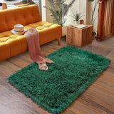 Alfombra Súper Esponjosa, Dormitorio, Alfombra de Área Moderna y Gruesa de Pelo Verde Oscuro, Suave y Cómoda Decoración de Alfombra Grande de Peluche, Sala de Estar, Aula, Verde Oscuro