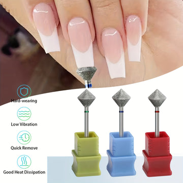 Pieza de molienda en forma de rombo para cuidado de pies y máquinas de uñas, diseñada para lijado de grosor de uñas y tratamientos de belleza