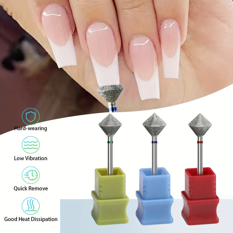 Pieza de molienda en forma de rombo para cuidado de pies y máquinas de uñas, diseñada para lijado de grosor de uñas y tratamientos de belleza