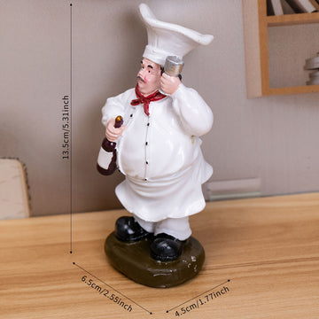 1 Unidad, Botella De Vino Decoración Resina Chef Estatuilla Escultura Miniatura Navidad Cocina Mesa Restaurante Adornos Decoración Para La Decoración Del Hogar